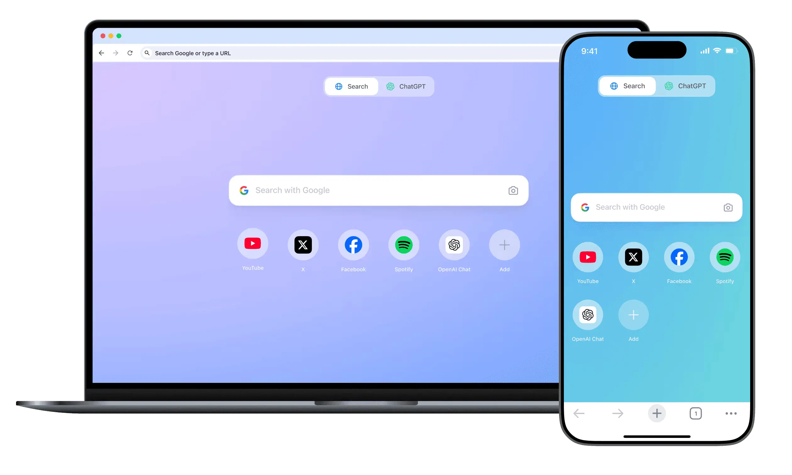 SunX browser screen, mobile and desktop version